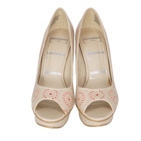 Elle Nude/Pink 'Elanne' Platform Pumps with Peep Toe, Size 8.5 - Picture 2 of 8